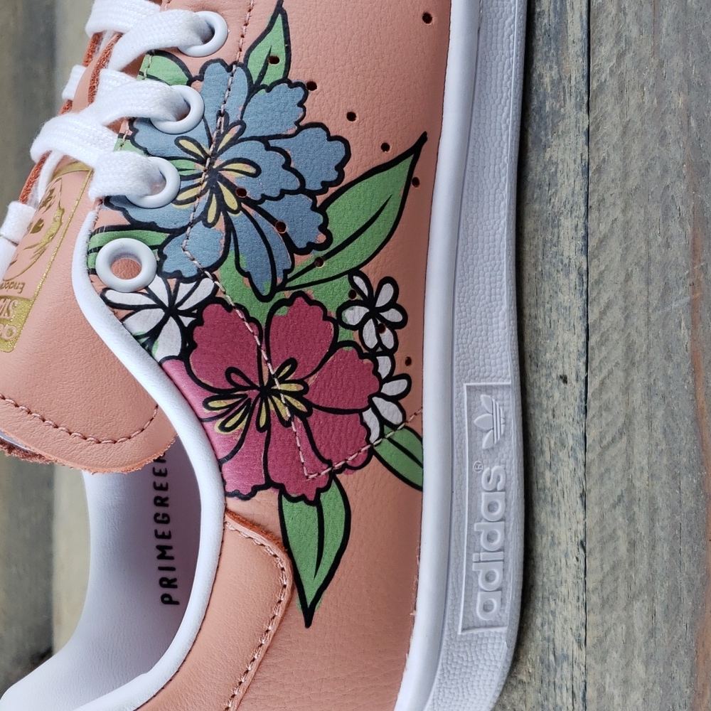 adidas Stan Smith Originals Women's Sneakers Amber Blush Floral - Picture 9 of 10
